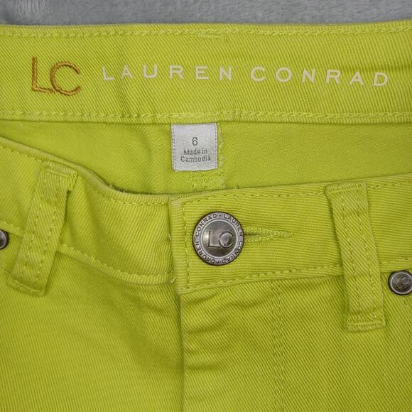 Lauren Conrad Denim Jean Shorts Womens Size 6 Lime Cutoff 3" Mid Rise Distressed - Picture 5 of 11